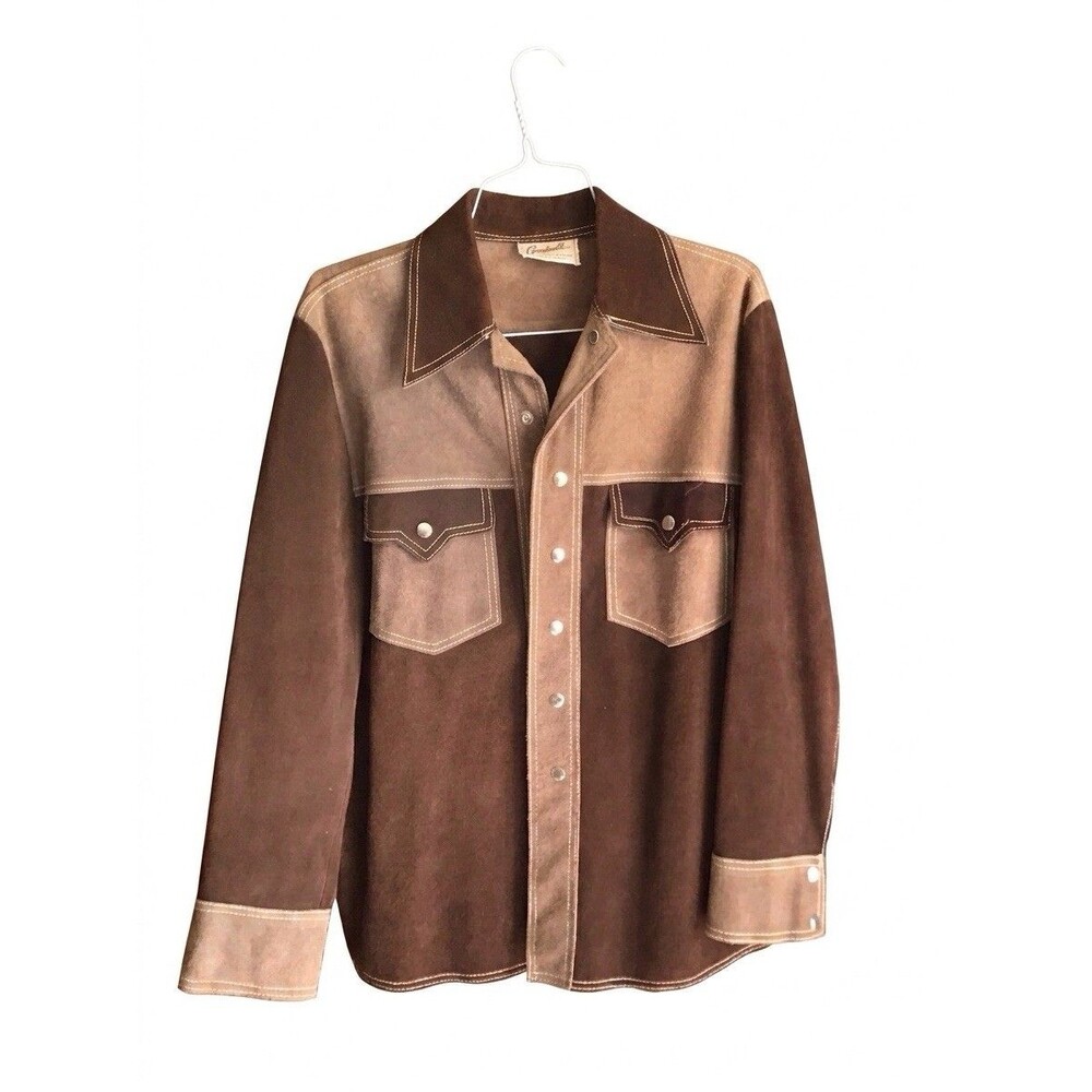 Genuine Leather Suede Western Jacket Coat Mens Large Two Tone Made in Mexico